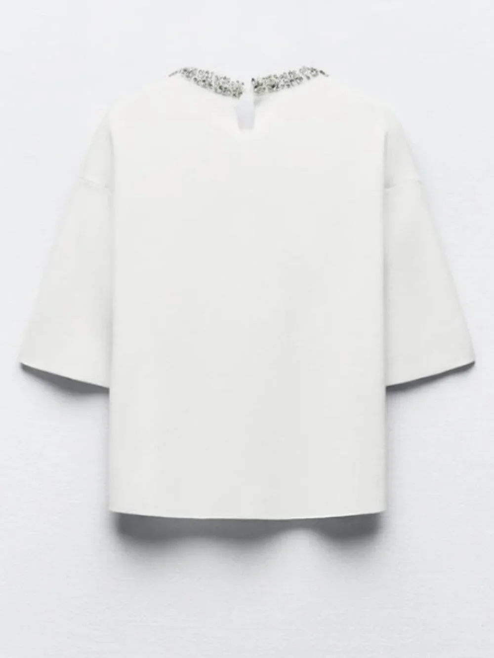 ZARA Small Euc Knitted Top With Rhinestone Collar - Picture 4 of 10